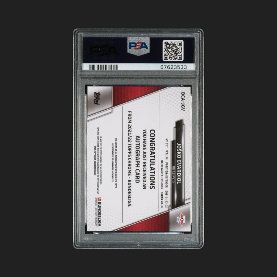 2021-22 Topps Chrome 德甲 Josko Gvardiol 新秀签名 PSA Gem 完好 10 Pop 3 — 第 2/3 张图片