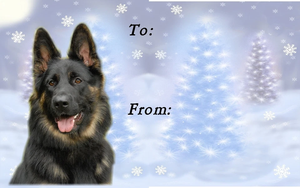 German Shepherd Dog Christmas Labels by Starprint - No5