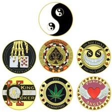 POKER CHIP / LAS VEGAS - ZUR  AUSWAHL - MIT GOLD & FARBE VEREDELT - MEDAILLE