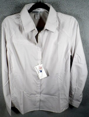 North End Womens Shirt Size L Beige Button Up Long Sleeves