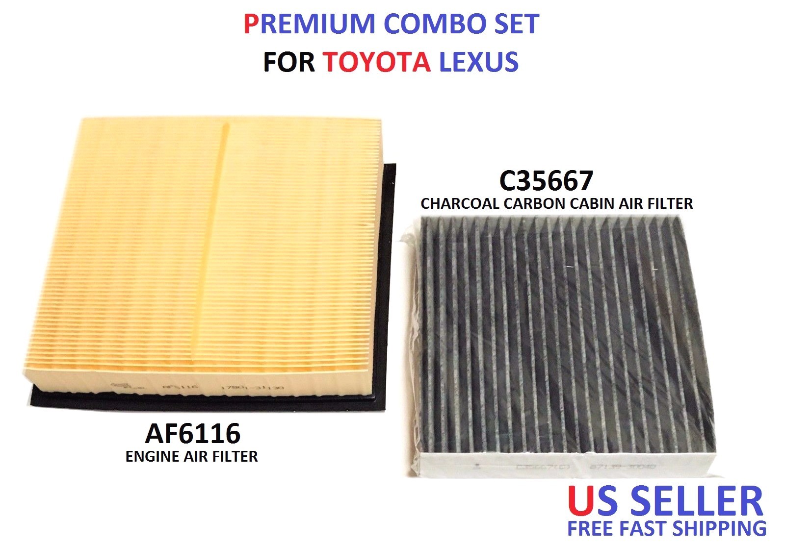 Excel AF6116 Engine & Carbonized Cabin Air Filter Combo – Fits Sienna, Avalon, RX350, NX300