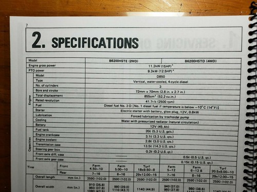 Kubota B6200HST B7200HST E D Tractor Owner's Operator's Manual 67061-6291-4 - Picture 6 of 12