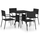 NNEVL 5 Piece Garden Dining Set Poly Rattan Black