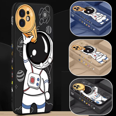 For iPhone 14 Pro Max Plus 13 12 11  Lanyard Astronaut Silicone Soft Case Cover