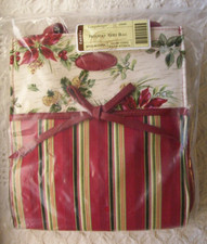 Longaberger GIFT BAG holiday stripe holiday botanical fabric tote Christmas NEW