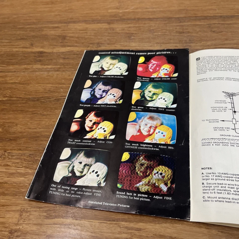 TV color vintage AOC Admiral Overseas Corp. Manual del propietario raro frente arco iris Foto 4 de 4