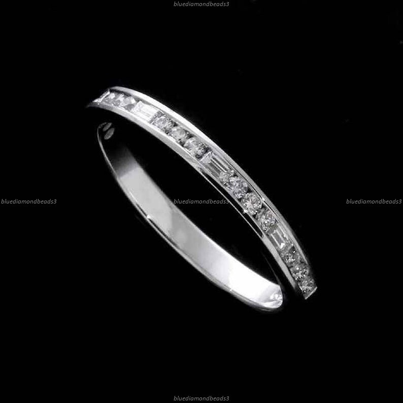 Wedding Band Engagement Ring 14k White Gold Moissanite Diamond Gemstone Jewelry-image