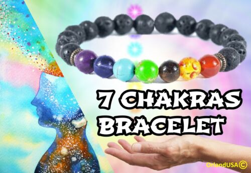 Bracelet Chakra Healing Beads Lava Natural Reiki Stone Gemstone Meditation