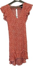 NWT SBetro Floral Dress Open / Tie Back Red Daisy Print Size Large Hi-low