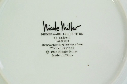 Vajilla de bambú blanco Nicole Miller Sakura porcelana aperitivo plato de postre - Imagen 5 de 5