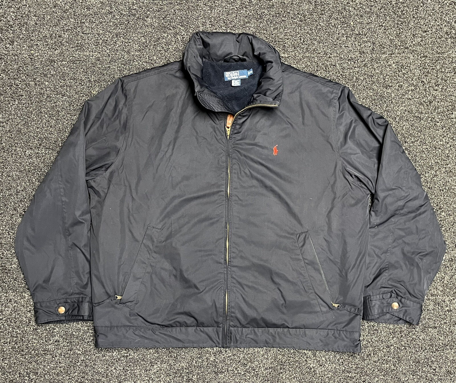 PONY Polo Ralph Lauren Tuck Away giacca con cappuccio blu navy foderata full zip uomo taglia 2XL