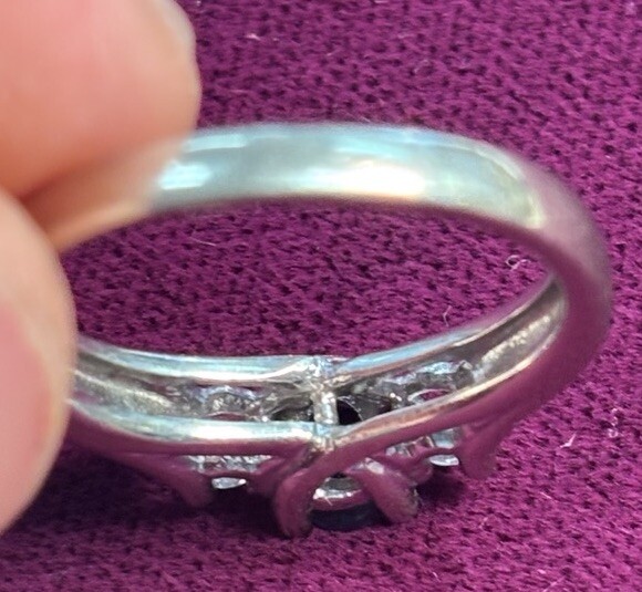 10K Solid White Gold Ring Featuring Two ~.05ct Di… - image 5