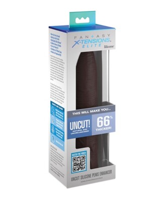 Fantasy X-TENSIONS Elite Uncut 7in Male Silicone Extension Sleeve Brown, New
