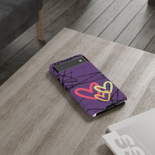 Hearts on Purple & Black Tough Handyhülle für iPhone, Samsung Galaxy, Goog Pixel - Bild 165 von 285