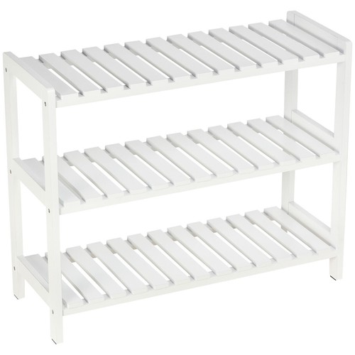 3-Tier Shoe Rack Wood Frame Slatted Shelves Open Hygienic Storage 57x70cm - Picture 2 of 11