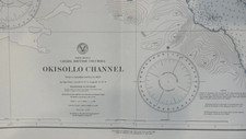 Vintage Hydrographic Chart Okisollo Channel British Columbia Canada 1940s WW2