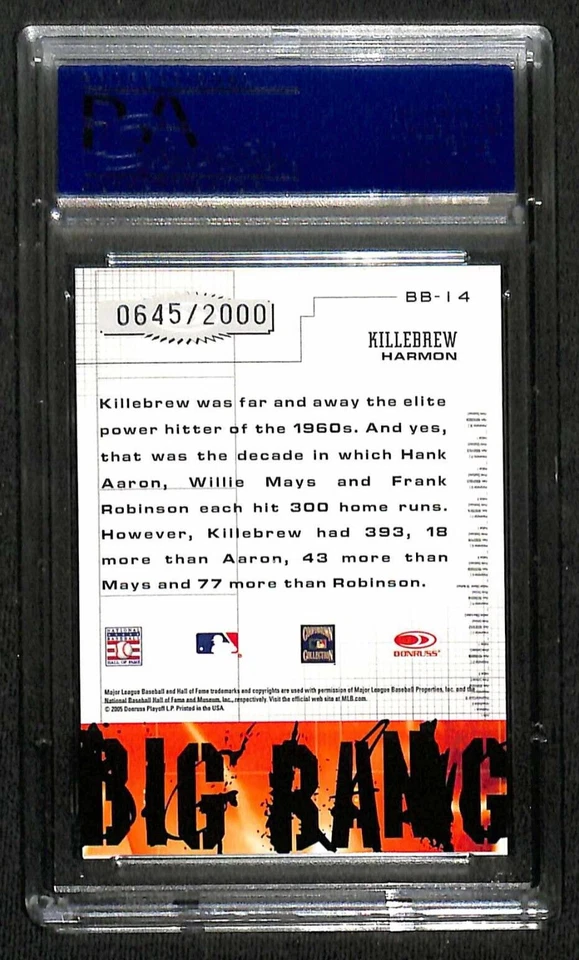 2005 Donruss Leather & Lumber Big Bang /2000 Harmon Killebrew #BB-14 - PSA 10 - Image 2 of 2