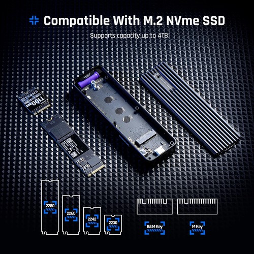 Smart 2280 M.2 NVMe SSD Enclosure Cyber Edition With LCD Display Max 10GBps - Afbeelding 3 van 11