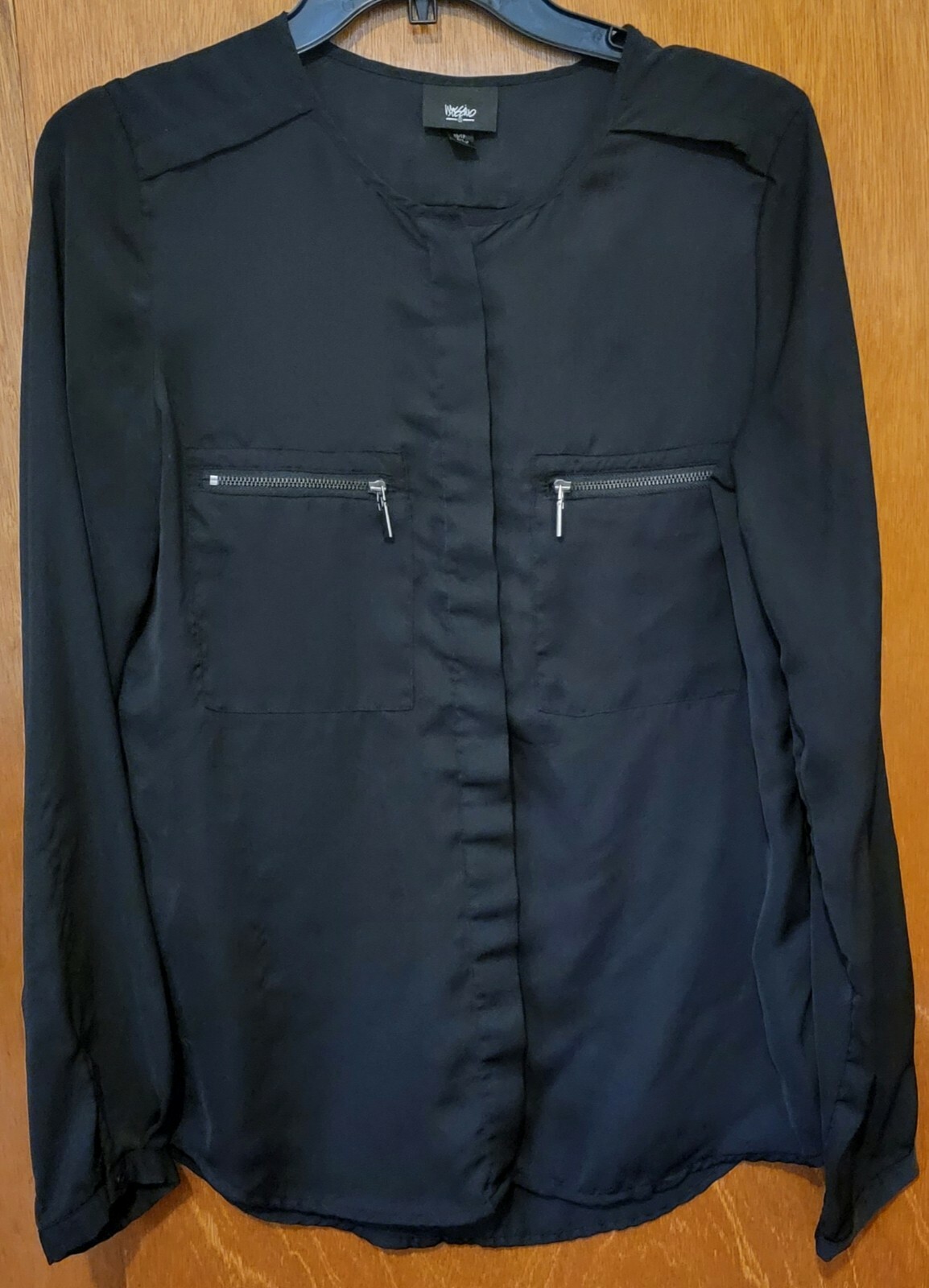 Mossimo Black Button Down Long Sleeved Blouse Loo… - image 1