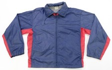 Rare Vintage NIKE Spell Out Swoosh Two Tone Striped Track Jacket 80s Blue Red M