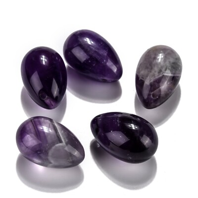 5Pcs Natural Amethyst Easter Egg Stone Pendants Charms Jewelry Making 31x20x20mm