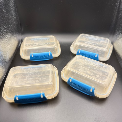 Sistema Set Of 4 BlueLid Mini Rectangular BPA-Free Plastic Containers 7 Oz - Picture 3 of 4