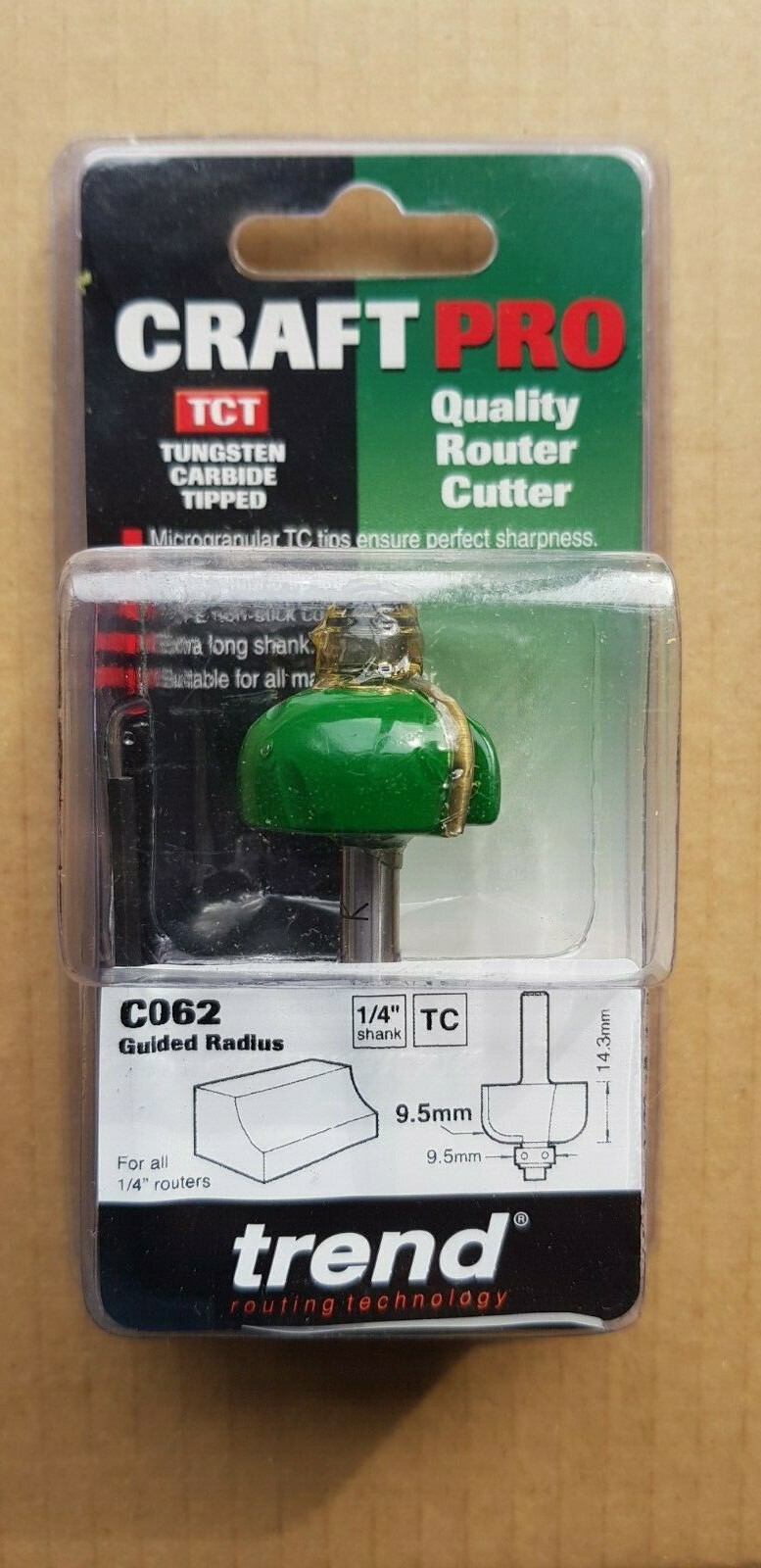 Trend Router Bit C062 1/4"" Shank TC New Guided Radius Fits Dewalt Makita Festool
