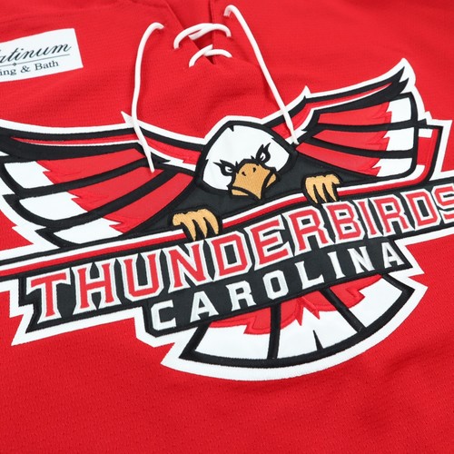 Camiseta deportiva de hockey de ligas menores de Carolina Thunderbirds edición de equipo Hauser XL 54 RARA - Imagen 4 de 10