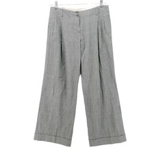 Michael Kors 100% Wool Gray Pinstripe Crinkled Wide Leg Pants MADE IN ITALY Sz 6