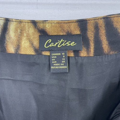 Vtg Cartise Skirt Women 8 Brown Black Leopard Pencil Skirt Scuba Gold Zipper - Picture 13 of 18