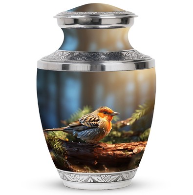 Puffy Sparrow   Resplendent Aluminium Cremation Urn for Ashes