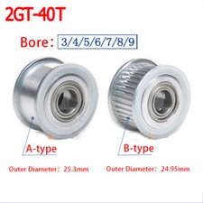 GT2 6/10mm Belt Wide Pulley Timing Belt Smooth Tooth Idler Drive Pulley All Bore