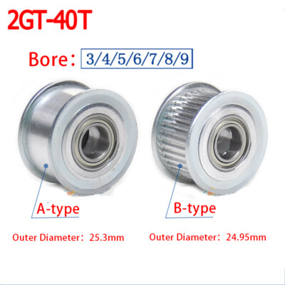 GT2 6/10mm Belt Wide Pulley Timing Belt Smooth Tooth Idler Drive Pulley All Bore