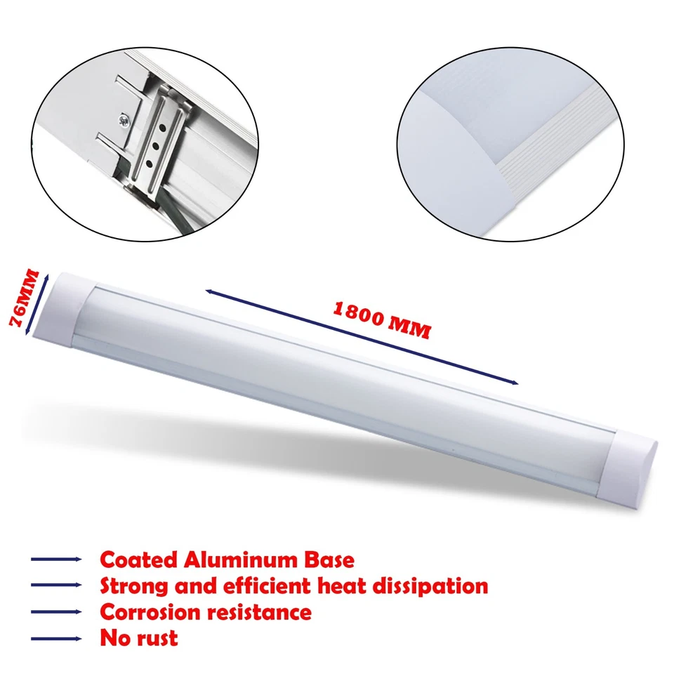 led batten lights 4ft,5ft,6ft garage fluorescent fitting tube ceiling Strip Lamp - Image 4 of 4