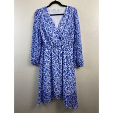 Fraiche by J Floral Dress Womens Medium Floral Blue Boho Coastal Cottagecore