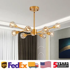 28'' Modern Crystal Chandelier Gold Large Sputnik Pendant Light Ceiling Fixture