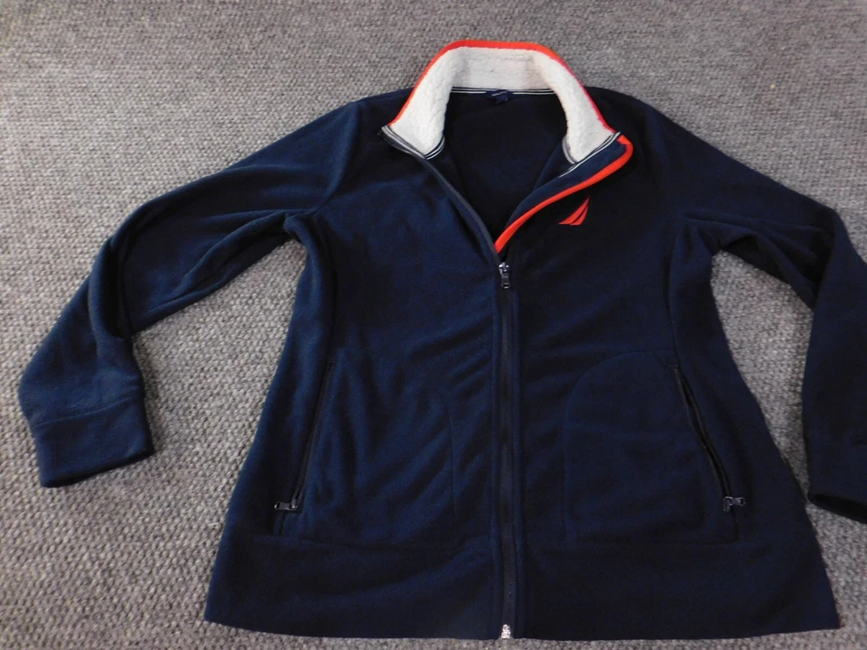 Suéter feminino Nautica azul médio com zíper náutico clássico retrô acolchoado - Imagem 3 de 4