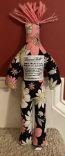 Dammit Doll Floral Pink Black White Yellow Plush 12" Stuffed Toy Pink Hair
