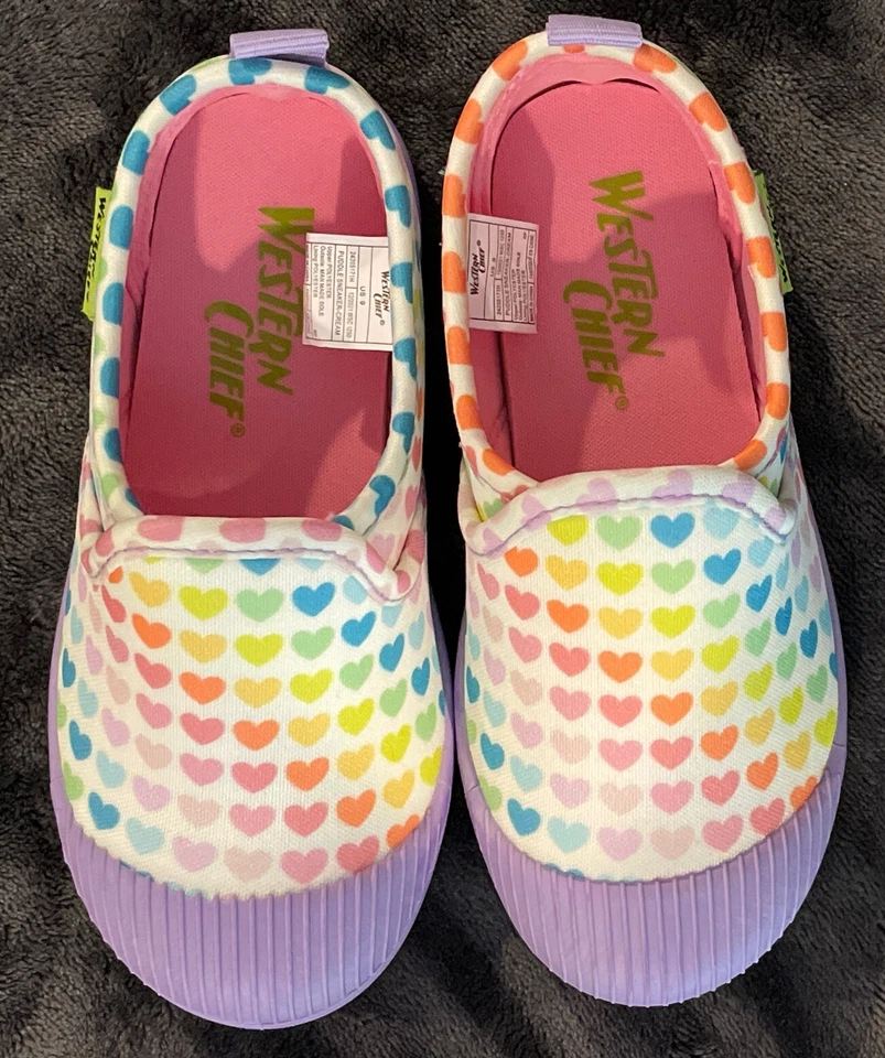 Western Chief сердце многоцветный поскользнуться на кроссовки обувь ребенка ясельного возраста девочки 9 новый без ярлыка - Изображение 2 из 4
