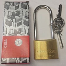 Cisa 22011-41 Long Shackle PadLock 5 Pin Brass Lock Made in Italy