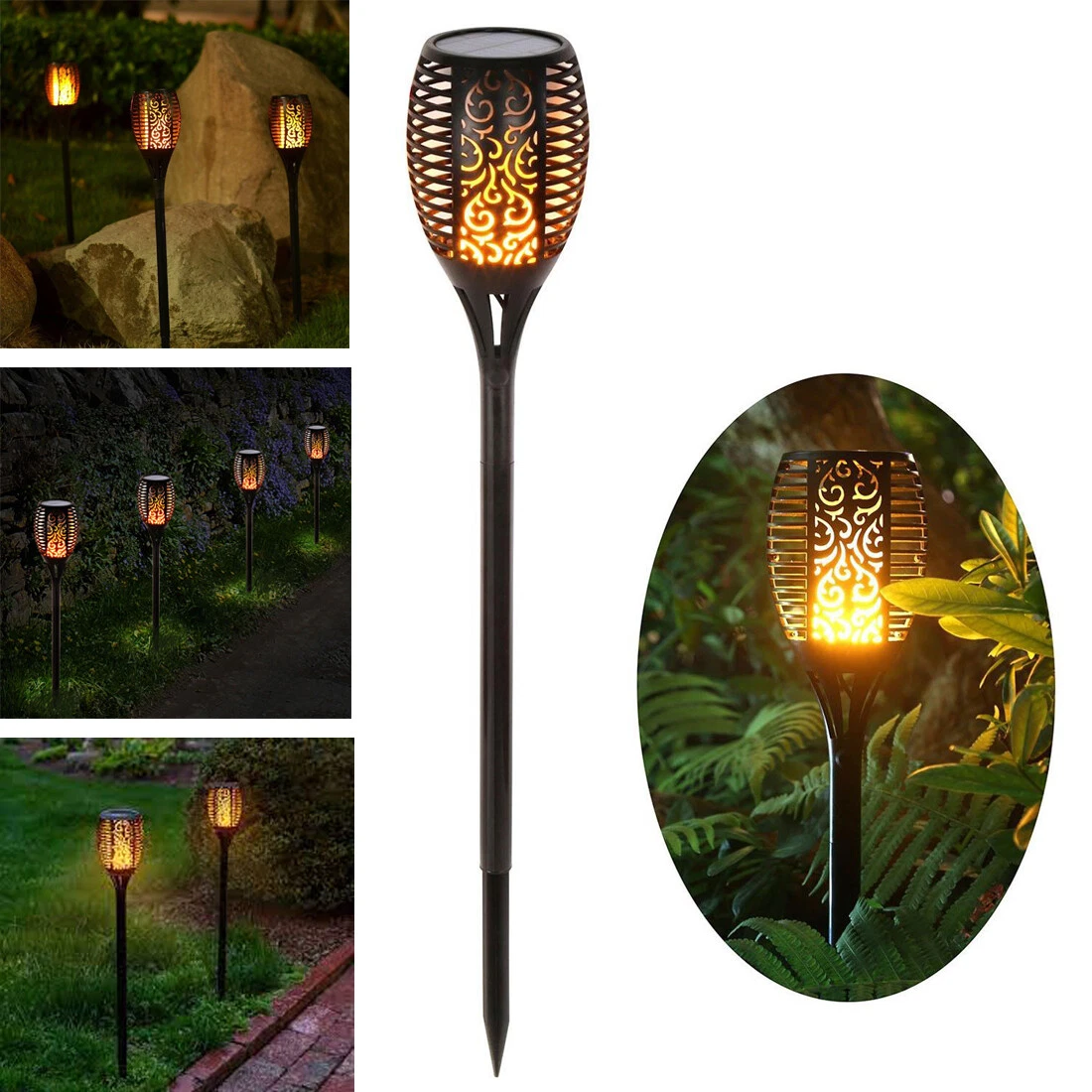 SOLAR POWERED OUTDOOR GARDEN POST GROUND STICK STAKE PATIO PATHWAY LED LIGHTS