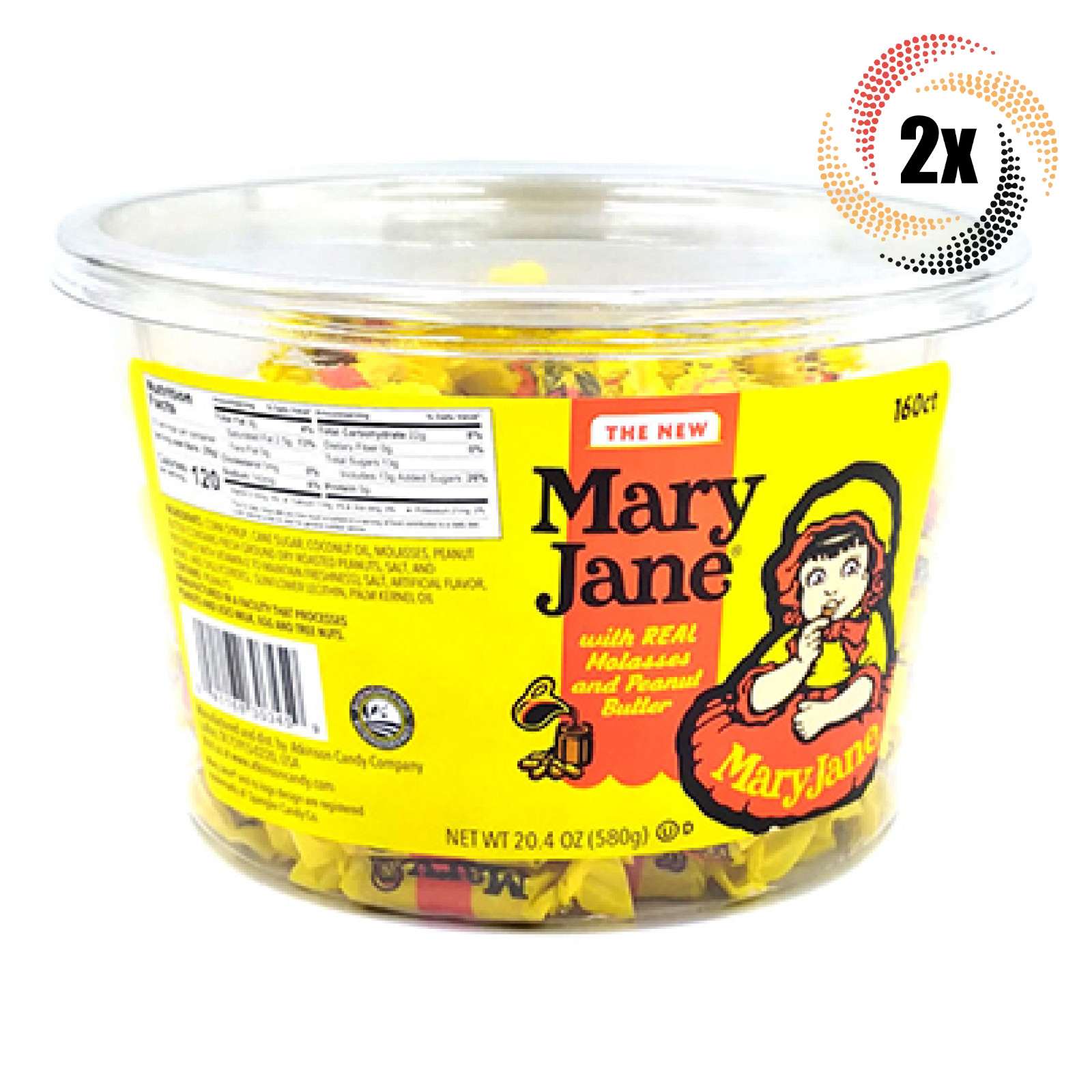 2 упаковки конфет с арахисовым маслом Мэри Джейн с настоящей патокой | 160 штук в упаковке | 20,4 унции