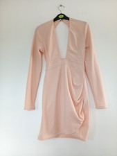 PLT Ladies Bodycon Backless Short Length Dress in Peach Design, Size 10
