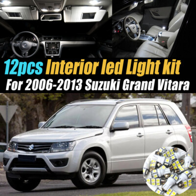 12Pc White Car Interior LED Light Bulb Kit for 2006-2013 Suzuki Grand Vitara