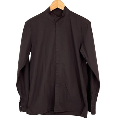 Lad Musician Flowers 03 Shirt EUR Size 42 Brown Long Sleeve Stand Up Collar