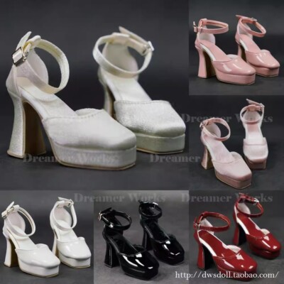 1/3SD Shoes Elegant Cross Strap High Heeled Square Headed Shoes For BJD Doll