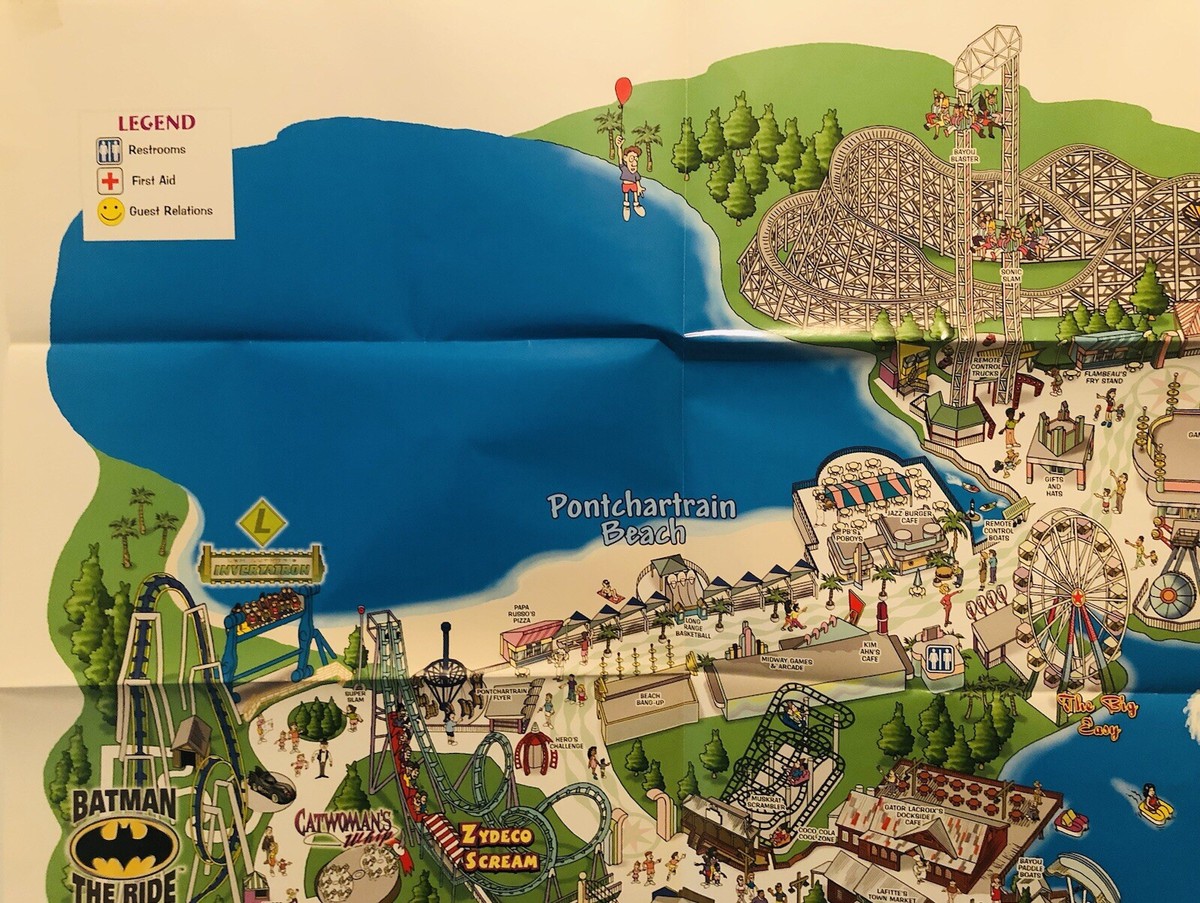 2003 Six Flags NEW ORLEANS Vintage Theme Park Souvenir Map | eBay