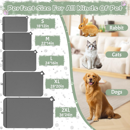 Hundefuttermatte, Silikon Hundematte für Futter und Wasser - Haustierfuttermatten mit Rückständen - Bild 7 von 22