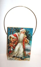 VTG Carson Pirie Scott Merry Christmas Old World Santa Claus Hanging Plaque Sign