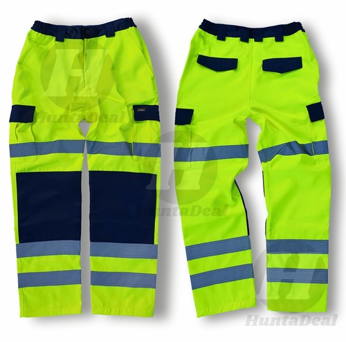 Hi Vis Trouser Cargo Viz Cotton Work Combat Visibility Pants Pocket Orange High - Picture 4 of 18